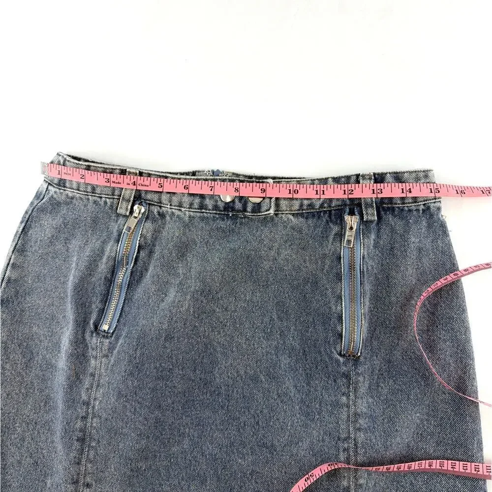 VICI Women's Dark Denim Arlin Zipper Accent Mini Skirt Size M